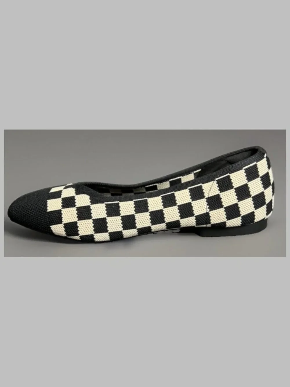 VIVAIA Margot 2.0 Women's Ballet Flats 8.5 EU 39.5 Black Cream Checkerboard Knit
